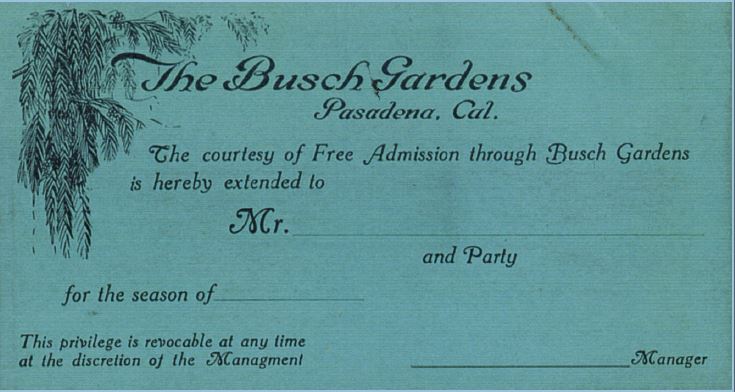 admission ticket-as seen in The Original Busch Gardens by Michael Logan